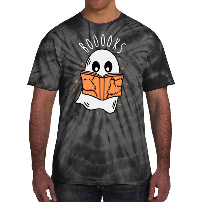 Ghost Reading Books Halloween Tie-Dye T-Shirt