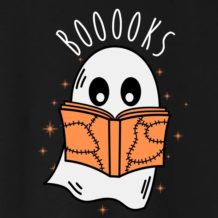 Ghost Reading Books Halloween Women's Crop Top Tee