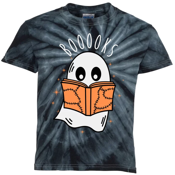 Ghost Reading Books Halloween Kids Tie-Dye T-Shirt