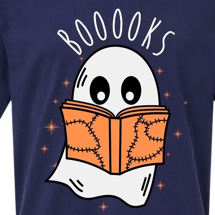 Ghost Reading Books Halloween Sueded Cloud Jersey T-Shirt