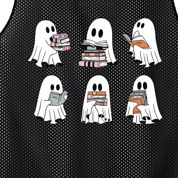 Ghost Reading Books Bookish Halloween Mesh Reversible Basketball Jersey Tank