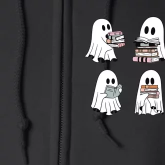 Ghost Reading Books Bookish Halloween Full Zip Hoodie