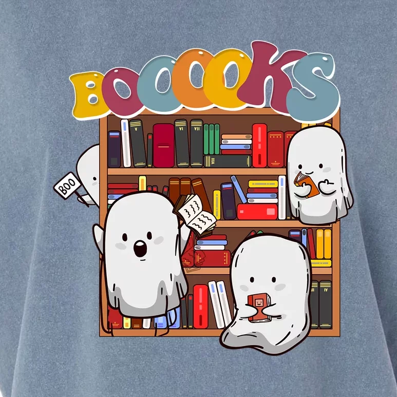 Ghosts Reading Books Teacher Halloween Librarian Boooks Meaningful Gift Garment-Dyed Women's Muscle Tee