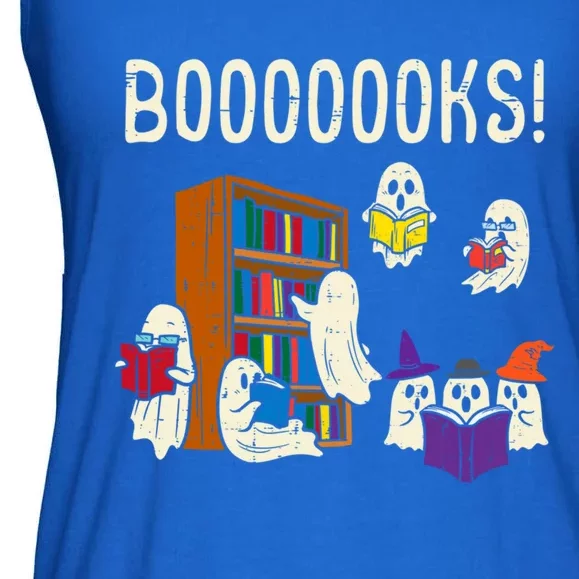 Ghosts Reading Books Teacher Halloween Librarian Boooks Meaningful Gift Ladies Essential Flowy Tank