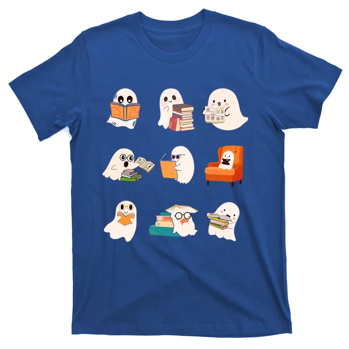 Ghost Reading Book Cute Teacher Halloween Ghost Book Lover Cool Gift T-Shirt