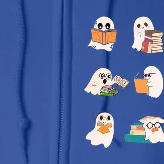 Ghost Reading Book Cute Teacher Halloween Ghost Book Lover Cool Gift Full Zip Hoodie