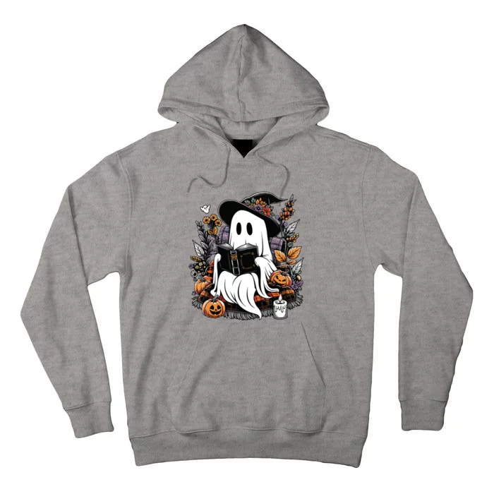 Ghost Reading Books Pumpkin Halloween Tall Hoodie