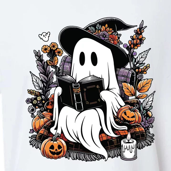 Ghost Reading Books Pumpkin Halloween Sueded Cloud Jersey T-Shirt