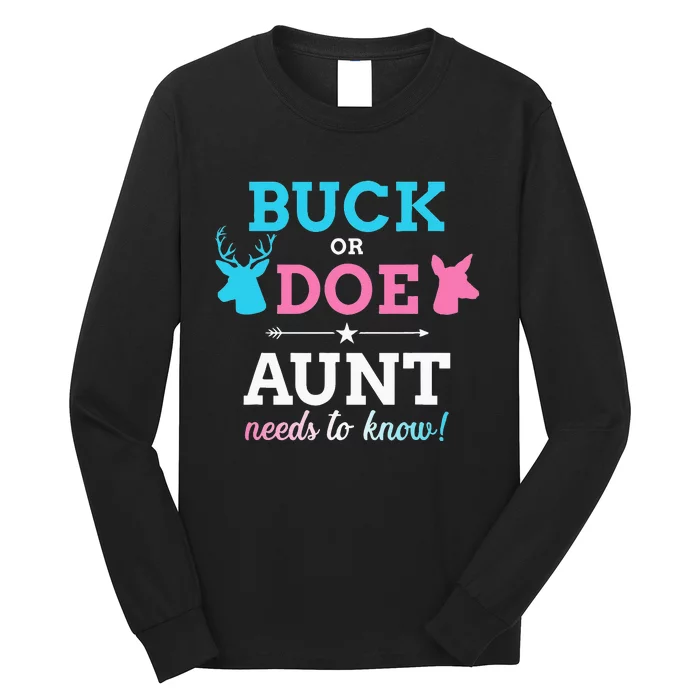 Gender reveal buck or doe aunt matching baby party Long Sleeve Shirt