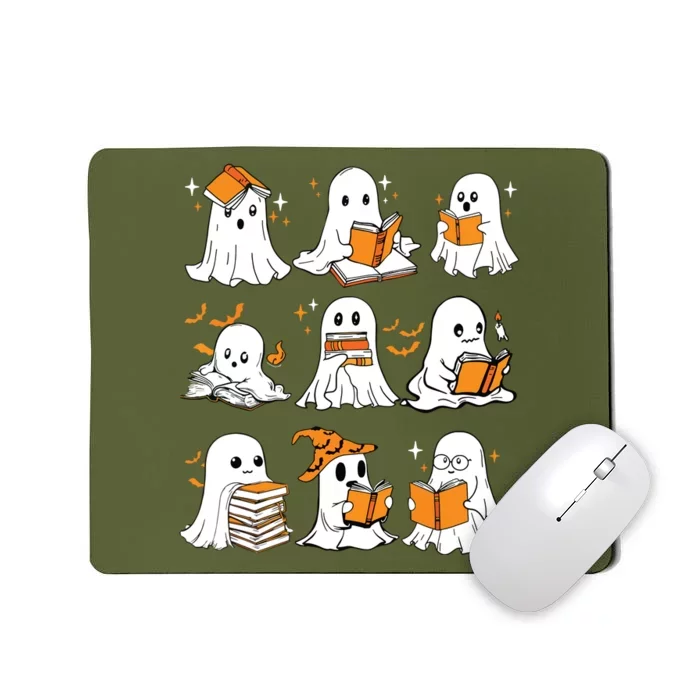 Ghosts Reading Books Lovers Club Booooks Halloween Reading Mousepad