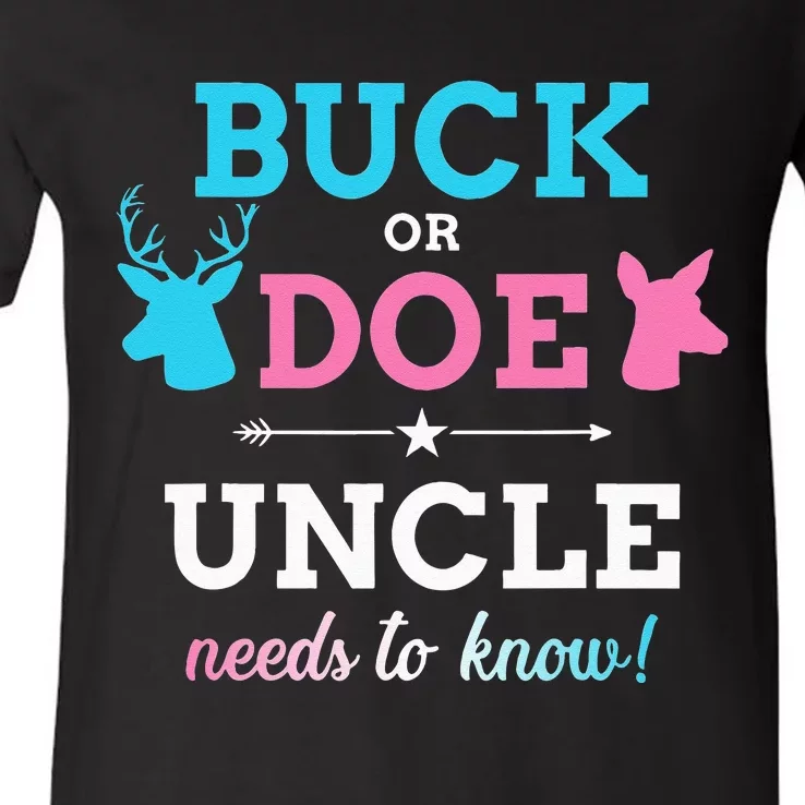 Gender reveal buck or doe uncle matching baby party V-Neck T-Shirt