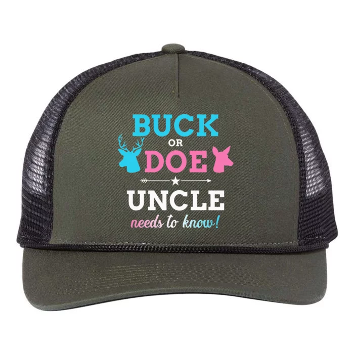 Gender reveal buck or doe uncle matching baby party Retro Rope Trucker Hat Cap