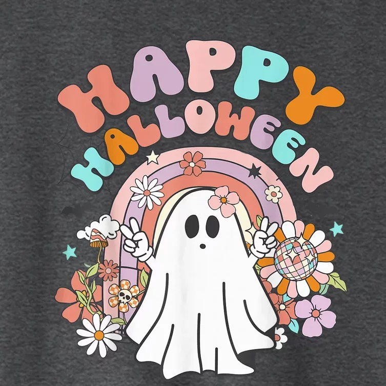 Groovy Rainbow Boo Happy Halloween Costumes Wo Girls Women's Crop Top Tee