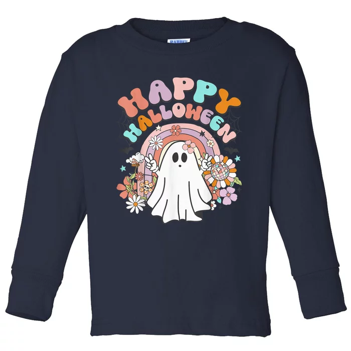 Groovy Rainbow Boo Happy Halloween Costumes Wo Girls Toddler Long Sleeve Shirt