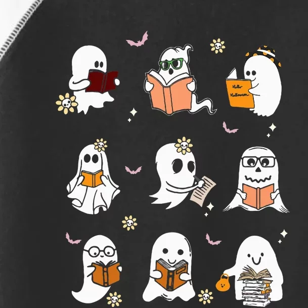 Ghosts Reading Books Teacher Halloween Librarian Boooks Toddler Fine Jersey T-Shirt