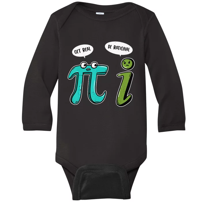 Get Real be Rational Funny Pi Day 3.14 Math Baby Long Sleeve Bodysuit