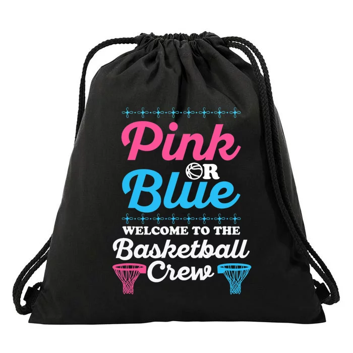 Gender Reveal Basketball Design for a Basketball Family Drawstring Bag