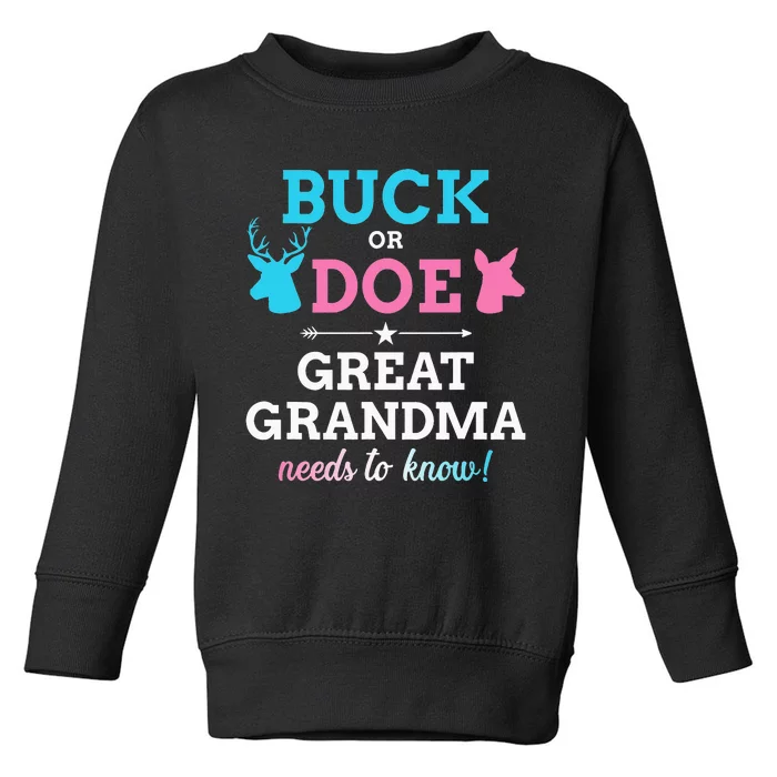 Gender reveal buck or doe great grandma matching baby party Toddler Sweatshirt