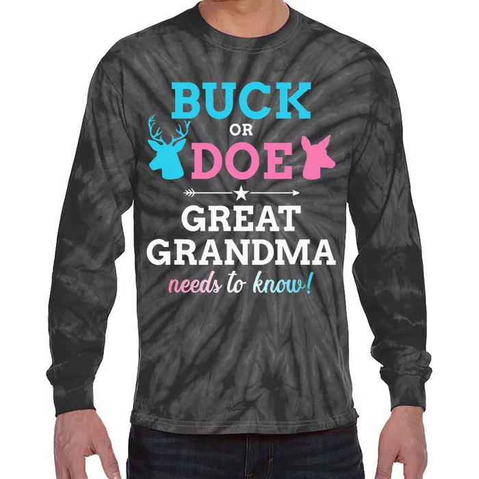 Gender reveal buck or doe great grandma matching baby party Tie-Dye Long Sleeve Shirt