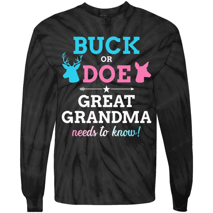 Gender reveal buck or doe great grandma matching baby party Tie-Dye Long Sleeve Shirt