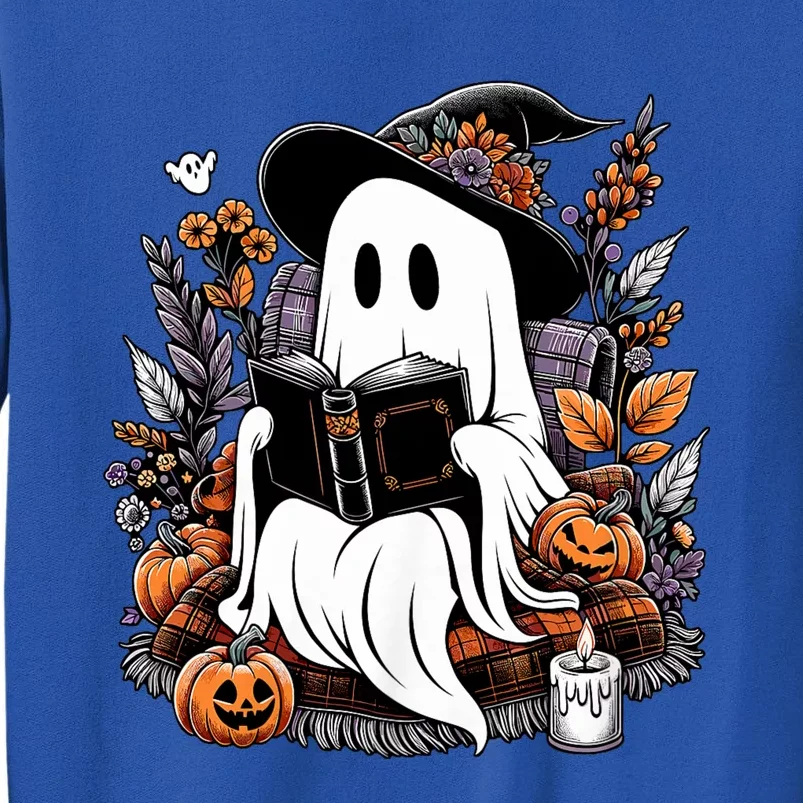 Ghost Reading Books Pumpkin Halloween Tall Sweatshirt