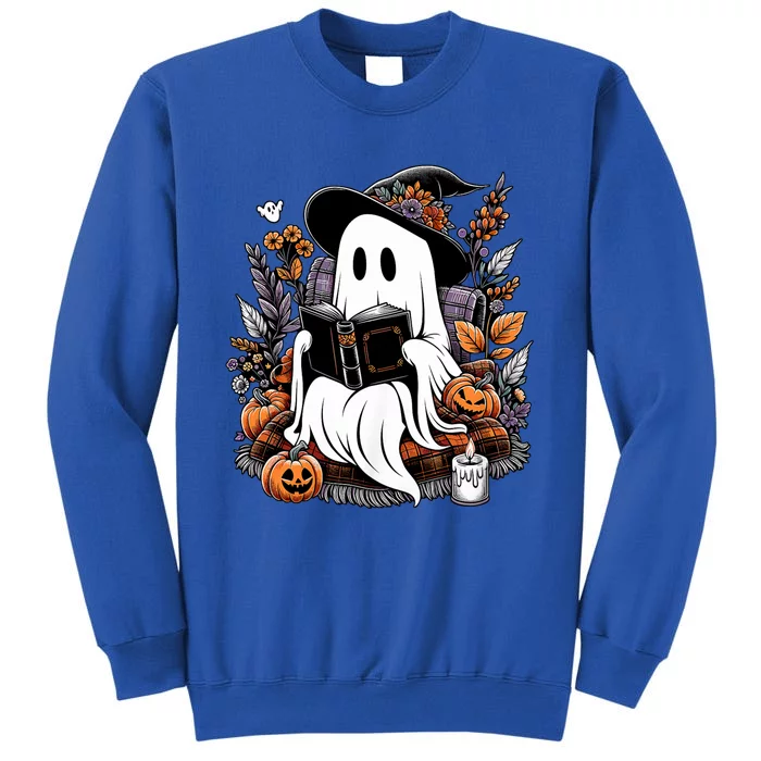 Ghost Reading Books Pumpkin Halloween Tall Sweatshirt