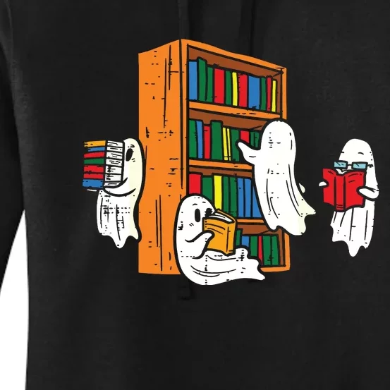 Ghosts Reading Books Teacher Halloween Librarian Boooks Women's Pullover Hoodie