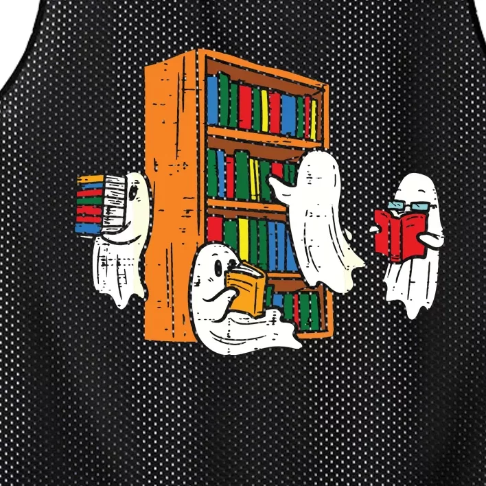 Ghosts Reading Books Teacher Halloween Librarian Boooks Mesh Reversible Basketball Jersey Tank