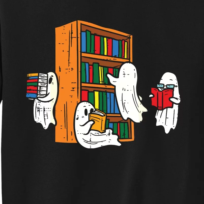 Ghosts Reading Books Teacher Halloween Librarian Boooks Tall Sweatshirt