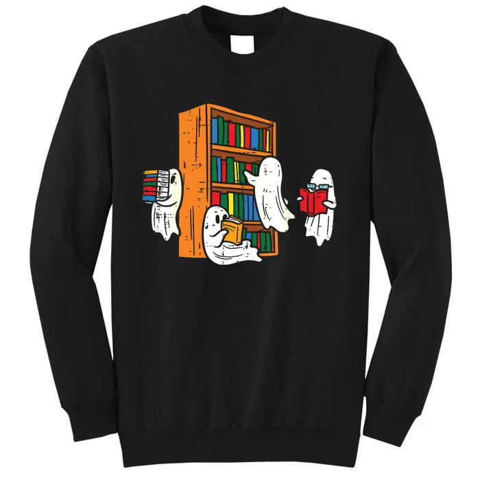 Ghosts Reading Books Teacher Halloween Librarian Boooks Tall Sweatshirt