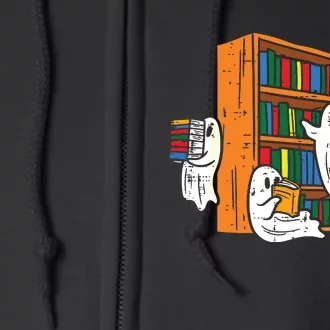 Ghosts Reading Books Teacher Halloween Librarian Boooks Full Zip Hoodie