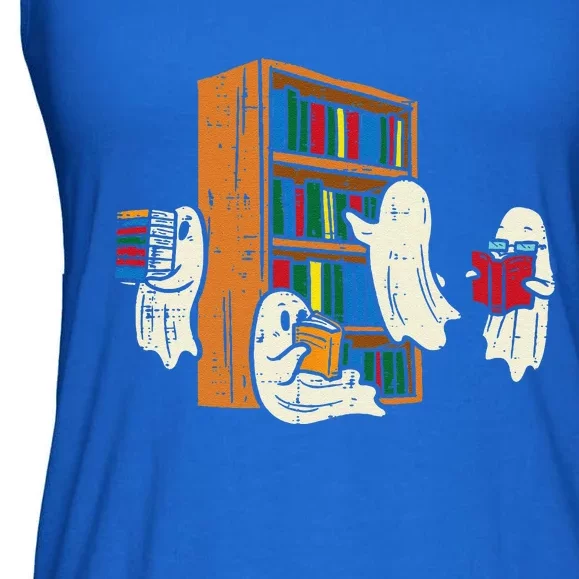 Ghosts Reading Books Teacher Halloween Librarian Boooks Ladies Essential Flowy Tank