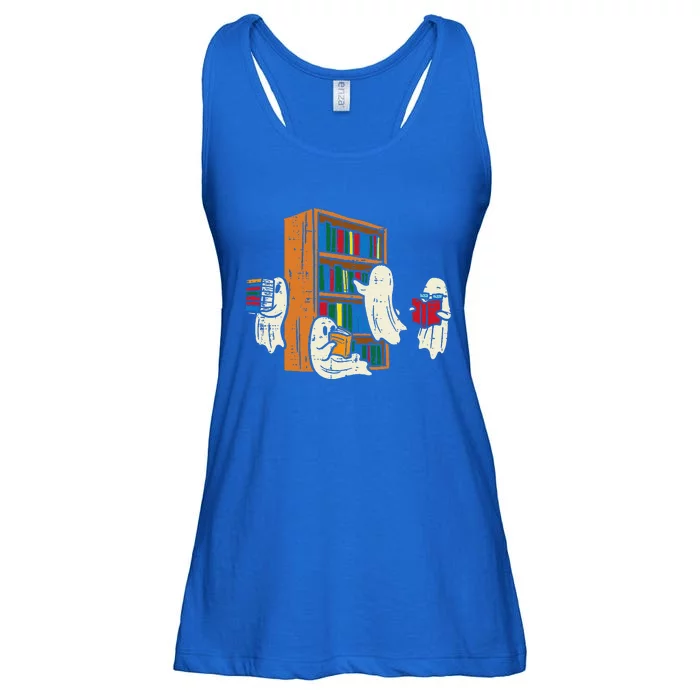 Ghosts Reading Books Teacher Halloween Librarian Boooks Ladies Essential Flowy Tank