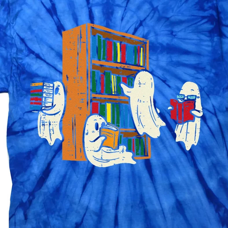 Ghosts Reading Books Teacher Halloween Librarian Boooks Tie-Dye T-Shirt