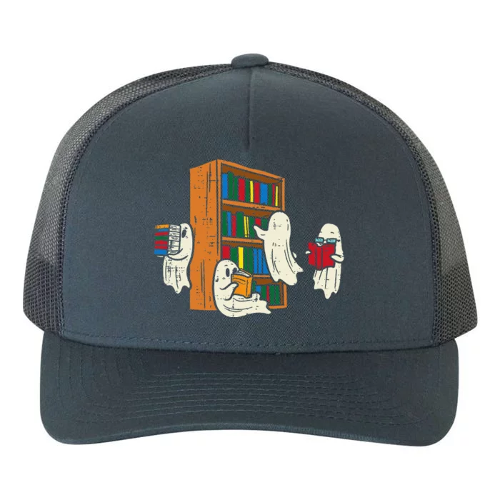 Ghosts Reading Books Teacher Halloween Librarian Boooks Yupoong Adult 5-Panel Trucker Hat