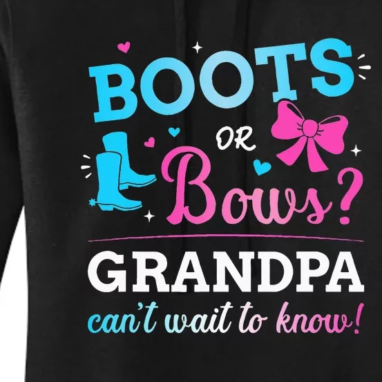 Gender reveal boots or bows grandpa matching baby party Women's Pullover Hoodie