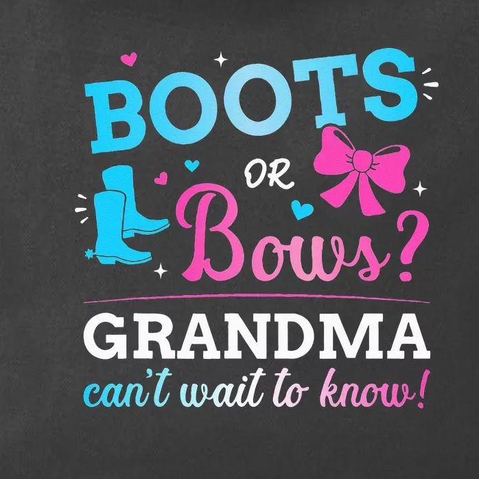 Gender reveal boots or bows grandma matching baby party Zip Tote Bag