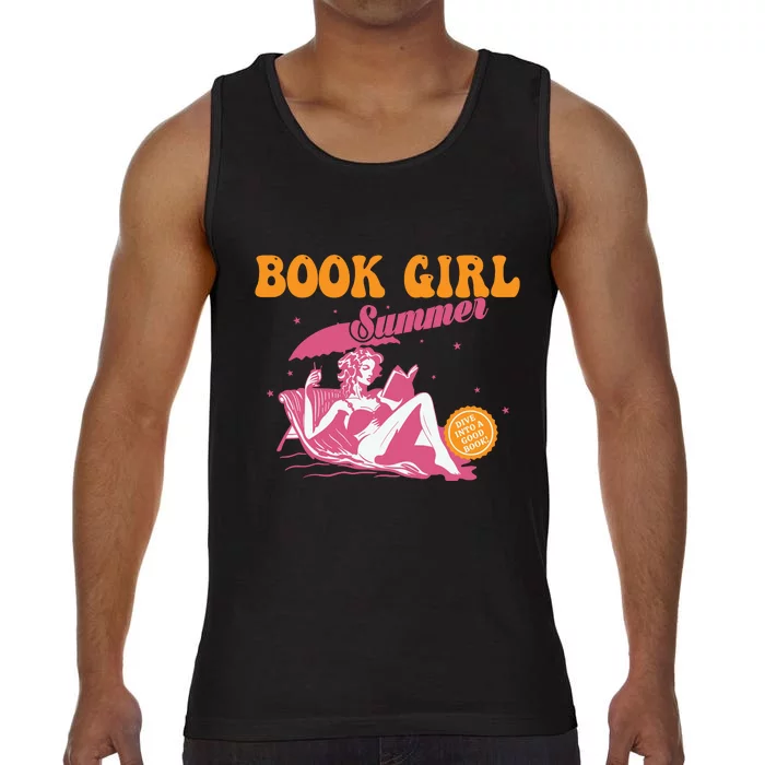 Girl Reading Book Summer Funny Beach Vacation For Book Lover Comfort Colors® Tank Top