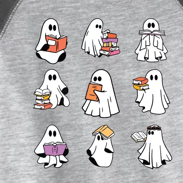 Ghost Reading Book Teacher Halloween Librarian Bookish Toddler Fine Jersey T-Shirt