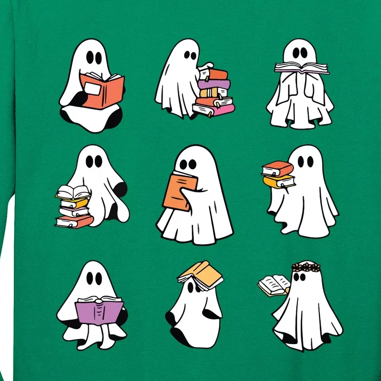 Ghost Reading Book Teacher Halloween Librarian Bookish Long Sleeve Shirt