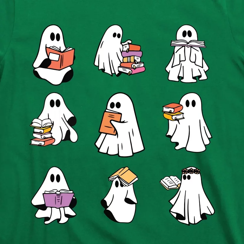 Ghost Reading Book Teacher Halloween Librarian Bookish T-Shirt