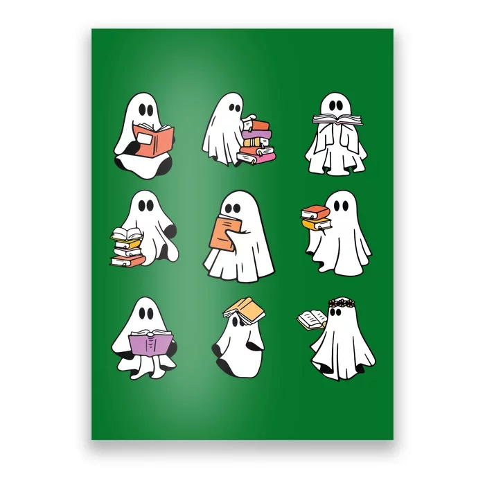 Ghost Reading Book Teacher Halloween Librarian Bookish Poster