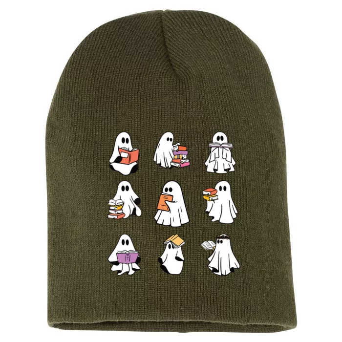 Ghost Reading Book Teacher Halloween Librarian Bookish Short Acrylic Beanie