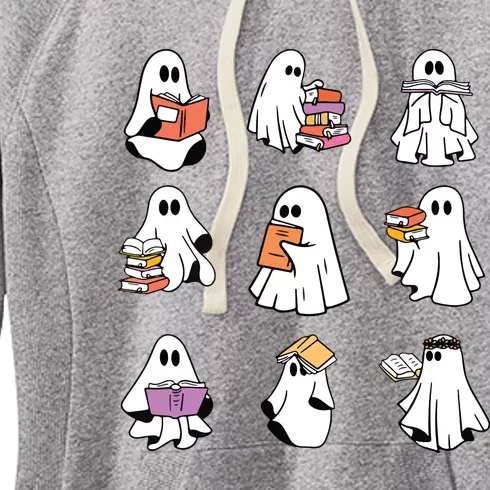 Ghost Reading Book Teacher Halloween Librarian Bookish Women's Fleece Hoodie