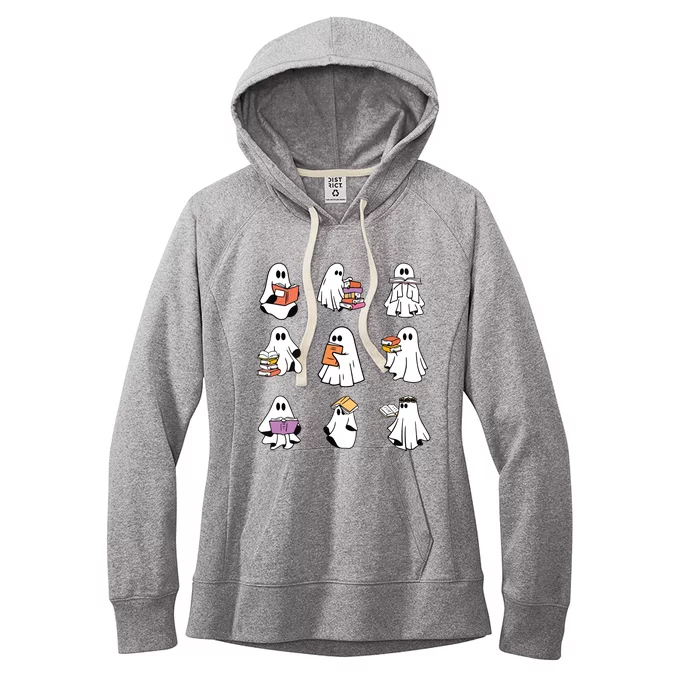 Ghost Reading Book Teacher Halloween Librarian Bookish Women's Fleece Hoodie