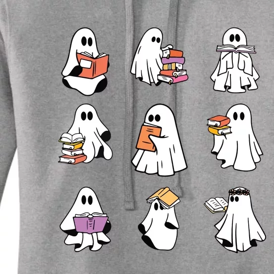 Ghost Reading Book Teacher Halloween Librarian Bookish Women's Pullover Hoodie