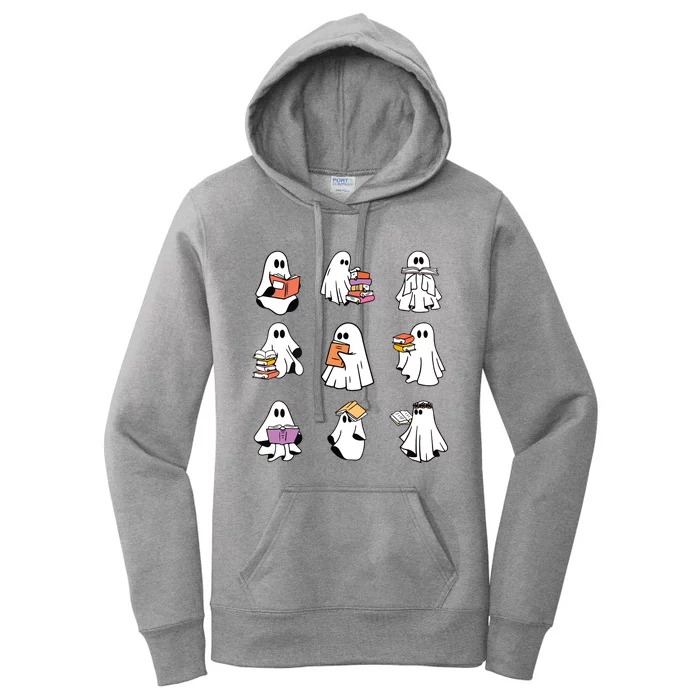 Ghost Reading Book Teacher Halloween Librarian Bookish Women's Pullover Hoodie