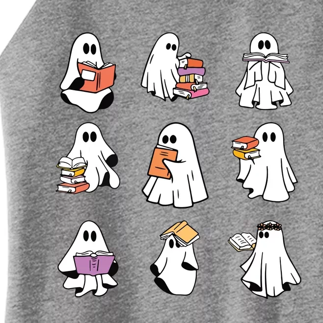 Ghost Reading Book Teacher Halloween Librarian Bookish Women’s Perfect Tri Rocker Tank