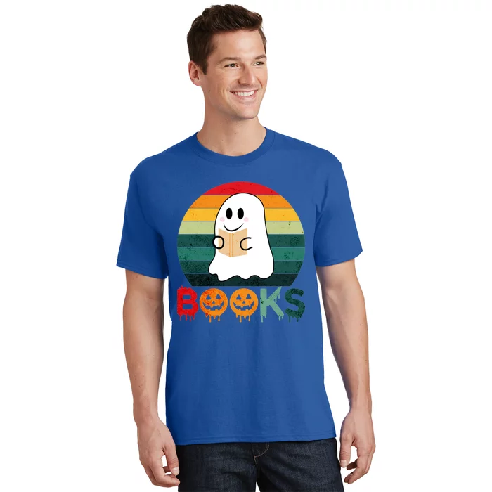 Ghost Reading Books Halloween Design Cute Gift T-Shirt