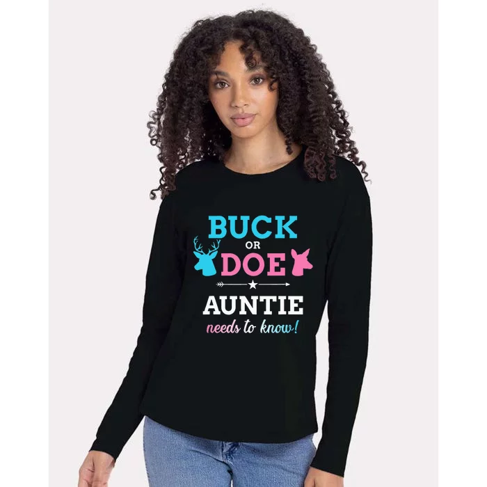 Gender reveal buck or doe auntie matching baby party Womens Cotton Relaxed Long Sleeve T-Shirt